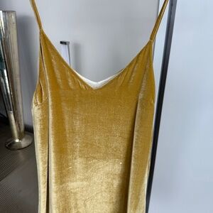 Reformation Velvet Dress in Mustard